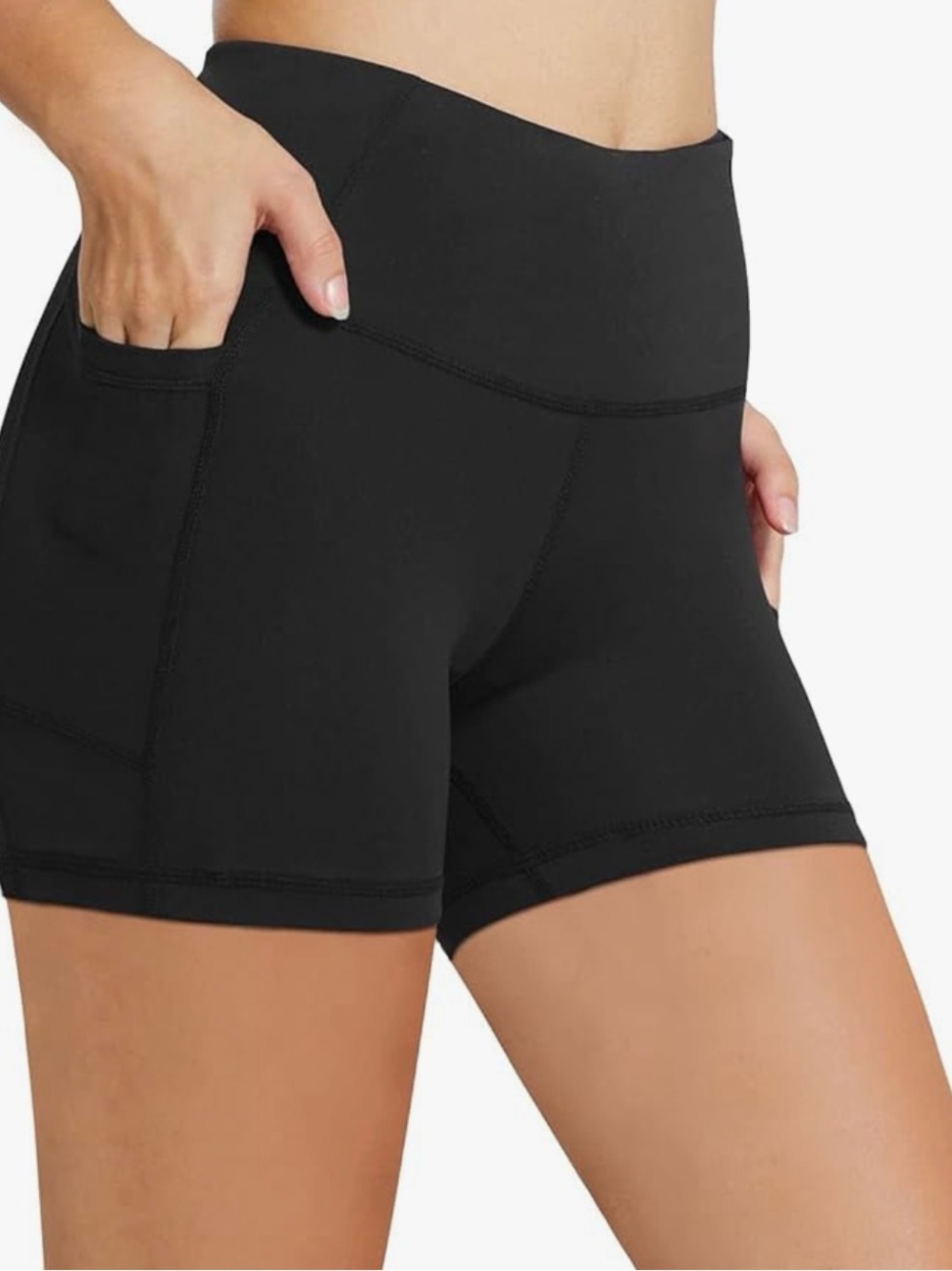 NWT 5 inch BALEAF Black Women's High-Waist Biker Shorts w/ Side Pockets Size XL